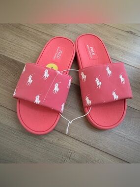 Polo Ralph Lauren Girl's Pink Logo Slide Sandals
